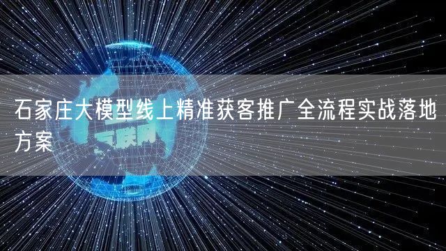 石家庄大模型线上精准获客推广全流程实战落地方案
