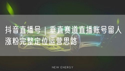 抖音直播号｜垂直赛道直播账号留人涨粉完整定位运营思路